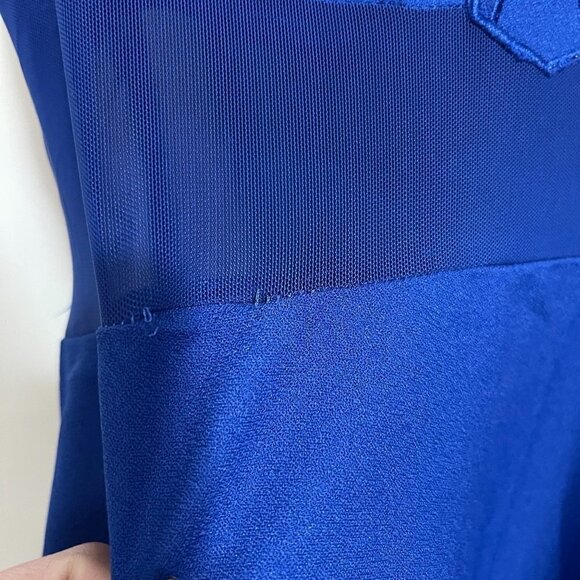 ASTR Women's Royal Blue Mesh Inset Embroidered Fit & Flare Mini Dress Medium - Picture 9 of 11